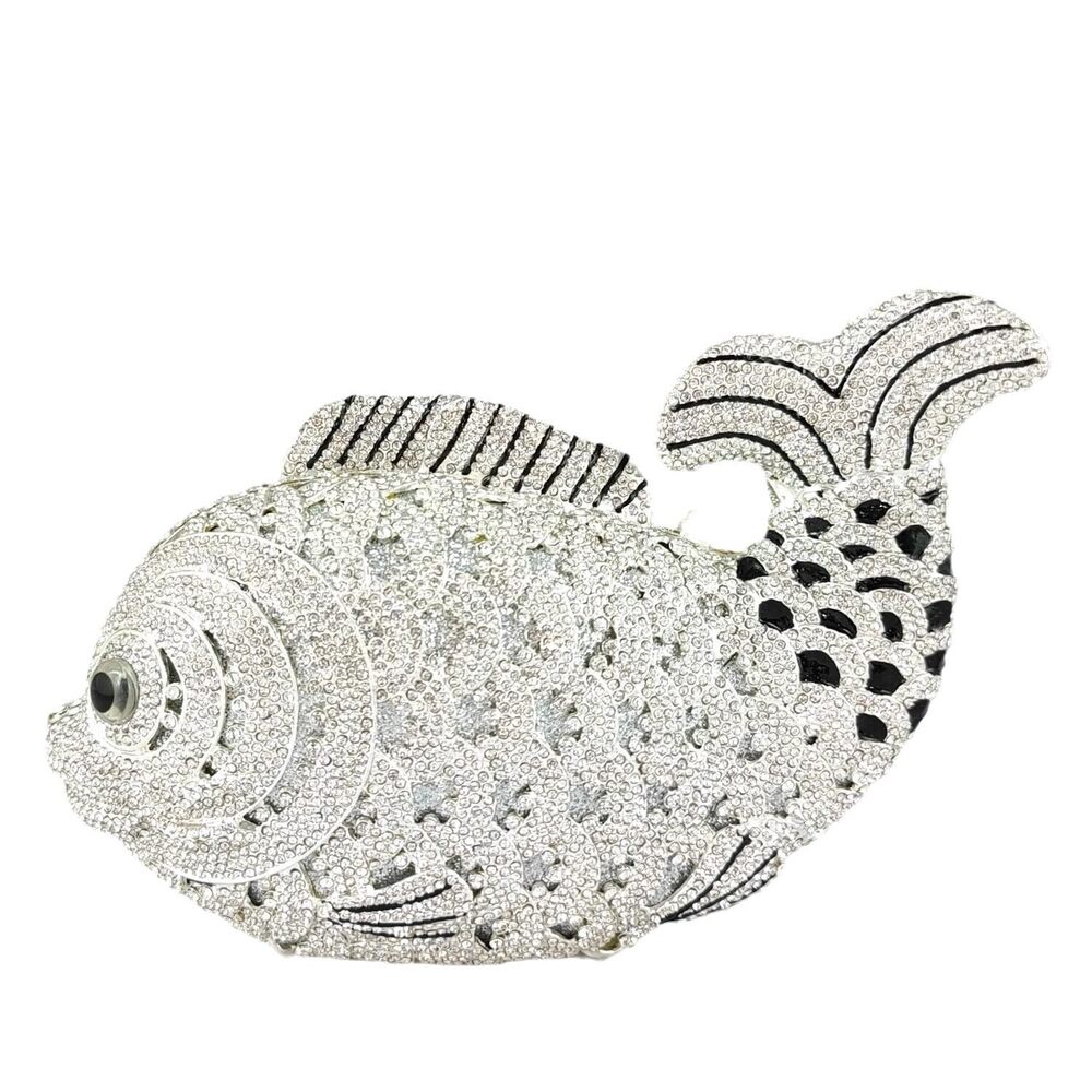 7688 Fish Rhinestone Clutch Purses Formal Evening Bags Prom Purse Wedding